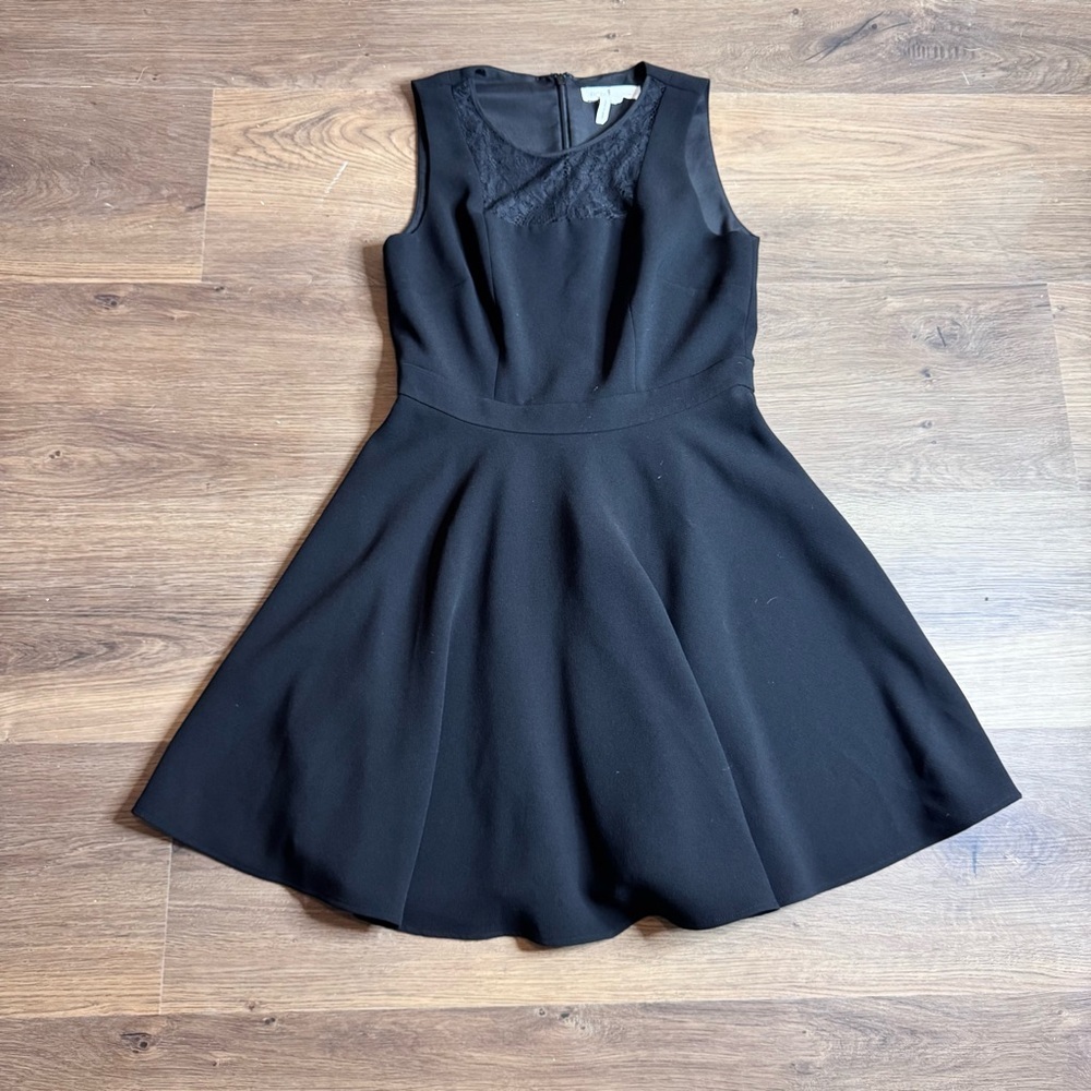 BCBGeneration Black Fit & Flare Dress with Lace Detail - Size 8
